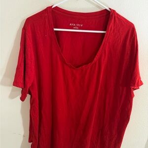 Ava & Viv Size 3x Bold Red Short Sleeve Tee